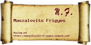 Maszalovits Frigyes névjegykártya
